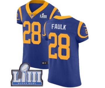 Men's Nike Los Angeles Rams #28 Marshall Faulk Royal Blue Alternate Vapor Untouchable Elite Player Super Bowl LIII Bound NFL Jersey