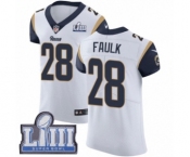 Men's Nike Los Angeles Rams #28 Marshall Faulk White Vapor Untouchable Elite Player Super Bowl LIII Bound NFL Jersey