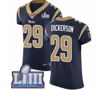 Men's Nike Los Angeles Rams #29 Eric Dickerson Navy Blue Team Color Vapor Untouchable Elite Player Super Bowl LIII Bound NFL Jersey