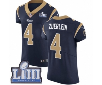 Men's Nike Los Angeles Rams #4 Greg Zuerlein Navy Blue Team Color Vapor Untouchable Elite Player Super Bowl LIII Bound NFL Jersey