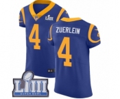 Men's Nike Los Angeles Rams #4 Greg Zuerlein Royal Blue Alternate Vapor Untouchable Elite Player Super Bowl LIII Bound NFL Jersey