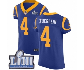 Men's Nike Los Angeles Rams #4 Greg Zuerlein Royal Blue Alternate Vapor Untouchable Elite Player Super Bowl LIII Bound NFL Jersey