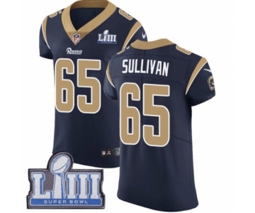 Men's Nike Los Angeles Rams #65 John Sullivan Navy Blue Team Color Vapor Untouchable Elite Player Super Bowl LIII Bound NFL Jersey