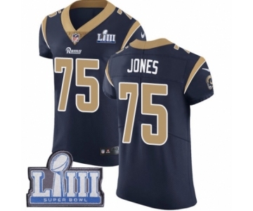 Men's Nike Los Angeles Rams #75 Deacon Jones Navy Blue Team Color Vapor Untouchable Elite Player Super Bowl LIII Bound NFL Jersey