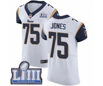 Men's Nike Los Angeles Rams #75 Deacon Jones White Vapor Untouchable Elite Player Super Bowl LIII Bound NFL Jersey