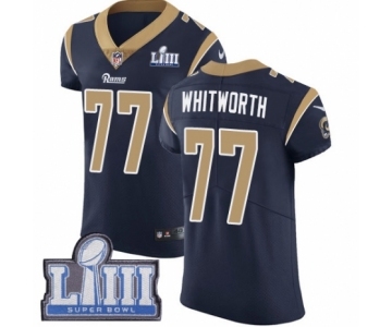 Men's Nike Los Angeles Rams #77 Andrew Whitworth Navy Blue Team Color Vapor Untouchable Elite Player Super Bowl LIII Bound NFL Jersey