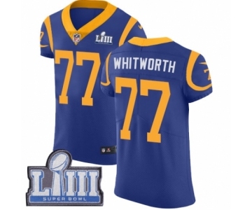 Men's Nike Los Angeles Rams #77 Andrew Whitworth Royal Blue Alternate Vapor Untouchable Elite Player Super Bowl LIII Bound NFL Jersey