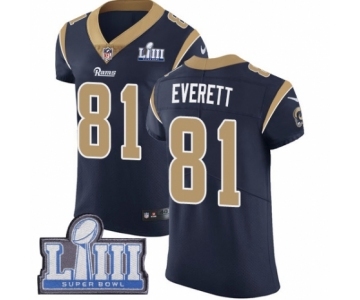 Men's Nike Los Angeles Rams #81 Gerald Everett Navy Blue Team Color Vapor Untouchable Elite Player Super Bowl LIII Bound NFL Jersey