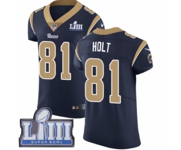 Men's Nike Los Angeles Rams #81 Torry Holt Navy Blue Team Color Vapor Untouchable Elite Player Super Bowl LIII Bound NFL Jersey