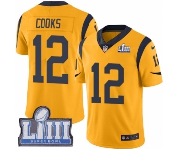 Men's Nike Los Angeles Rams #12 Brandin Cooks Limited Gold Rush Vapor Untouchable Super Bowl LIII Bound NFL Jersey