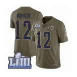 Men's Nike Los Angeles Rams #12 Joe Namath Limited Olive 2017 Salute to Service Super Bowl LIII Bound NFL Jersey