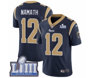 Men's Nike Los Angeles Rams #12 Joe Namath Navy Blue Team Color Vapor Untouchable Limited Player Super Bowl LIII Bound NFL Jersey