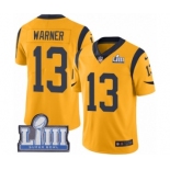 Men's Nike Los Angeles Rams #13 Kurt Warner Limited Gold Rush Vapor Untouchable Super Bowl LIII Bound NFL Jersey