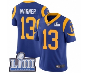 Men's Nike Los Angeles Rams #13 Kurt Warner Royal Blue Alternate Vapor Untouchable Limited Player Super Bowl LIII Bound NFL Jersey