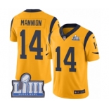 Men's Nike Los Angeles Rams #14 Sean Mannion Limited Gold Rush Vapor Untouchable Super Bowl LIII Bound NFL Jersey