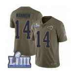 Men's Nike Los Angeles Rams #14 Sean Mannion Limited Olive 2017 Salute to Service Super Bowl LIII Bound NFL Jersey