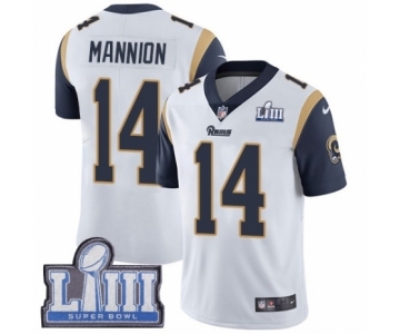 Men's Nike Los Angeles Rams #14 Sean Mannion White Vapor Untouchable Limited Player Super Bowl LIII Bound NFL Jersey