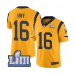 Men's Nike Los Angeles Rams #16 Jared Goff Limited Gold Rush Vapor Untouchable Super Bowl LIII Bound NFL Jersey