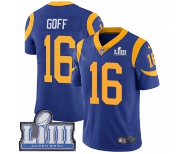 Men's Nike Los Angeles Rams #16 Jared Goff Royal Blue Alternate Vapor Untouchable Limited Player Super Bowl LIII Bound NFL Jersey