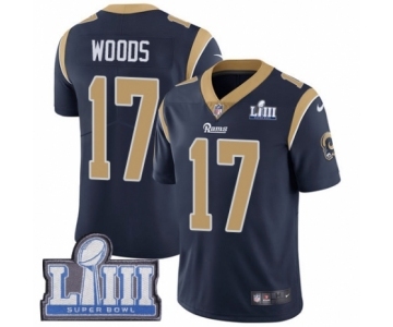 Men's Nike Los Angeles Rams #17 Robert Woods Navy Blue Team Color Vapor Untouchable Limited Player Super Bowl LIII Bound NFL Jersey