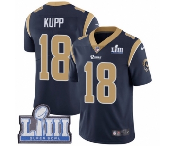 Men's Nike Los Angeles Rams #18 Cooper Kupp Navy Blue Team Color Vapor Untouchable Limited Player Super Bowl LIII Bound NFL Jersey