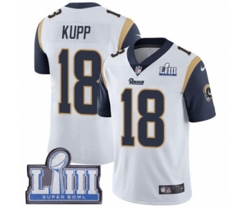 Men's Nike Los Angeles Rams #18 Cooper Kupp White Vapor Untouchable Limited Player Super Bowl LIII Bound NFL Jersey