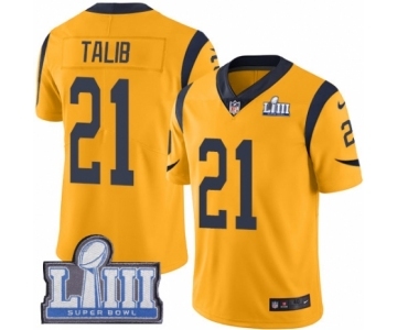 Men's Nike Los Angeles Rams #21 Aqib Talib Limited Gold Rush Vapor Untouchable Super Bowl LIII Bound NFL Jersey