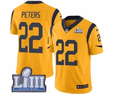 Men's Nike Los Angeles Rams #22 Marcus Peters Limited Gold Rush Vapor Untouchable Super Bowl LIII Bound NFL Jersey