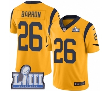 Men's Nike Los Angeles Rams #26 Mark Barron Limited Gold Rush Vapor Untouchable Super Bowl LIII Bound NFL Jersey