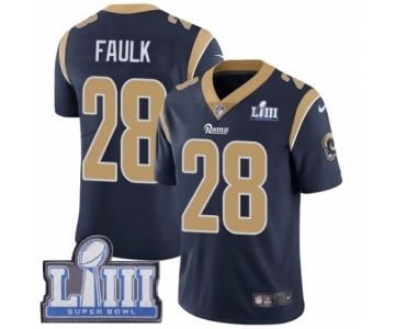 Men's Nike Los Angeles Rams #28 Marshall Faulk Navy Blue Team Color Vapor Untouchable Limited Player Super Bowl LIII Bound NFL Jersey