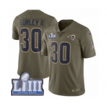 Men's Nike Los Angeles Rams #30 Todd Gurley Limited Olive 2017 Salute to Service Super Bowl LIII Bound NFL Jersey