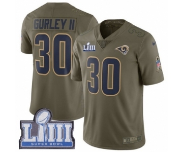 Men's Nike Los Angeles Rams #30 Todd Gurley Limited Olive 2017 Salute to Service Super Bowl LIII Bound NFL Jersey