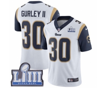 Men's Nike Los Angeles Rams #30 Todd Gurley White Vapor Untouchable Limited Player Super Bowl LIII Bound NFL Jersey