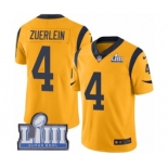 Men's Nike Los Angeles Rams #4 Greg Zuerlein Limited Gold Rush Vapor Untouchable Super Bowl LIII Bound NFL Jersey