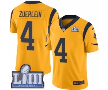 Men's Nike Los Angeles Rams #4 Greg Zuerlein Limited Gold Rush Vapor Untouchable Super Bowl LIII Bound NFL Jersey