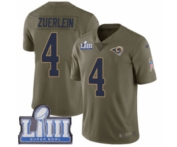 Men's Nike Los Angeles Rams #4 Greg Zuerlein Limited Olive 2017 Salute to Service Super Bowl LIII Bound NFL Jersey