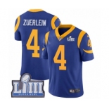 Men's Nike Los Angeles Rams #4 Greg Zuerlein Royal Blue Alternate Vapor Untouchable Limited Player Super Bowl LIII Bound NFL Jersey