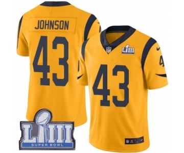 Men's Nike Los Angeles Rams #43 John Johnson Limited Gold Rush Vapor Untouchable Super Bowl LIII Bound NFL Jersey