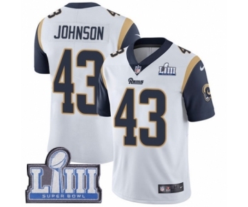 Men's Nike Los Angeles Rams #43 John Johnson White Vapor Untouchable Limited Player Super Bowl LIII Bound NFL Jersey