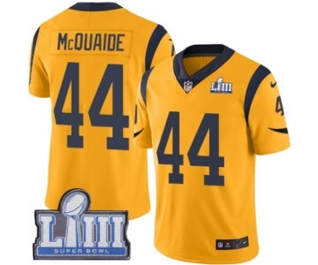 Men's Nike Los Angeles Rams #44 Jacob McQuaide Limited Gold Rush Vapor Untouchable Super Bowl LIII Bound NFL Jersey