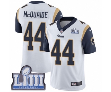 Men's Nike Los Angeles Rams #44 Jacob McQuaide White Vapor Untouchable Limited Player Super Bowl LIII Bound NFL Jersey