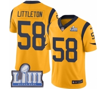 Men's Nike Los Angeles Rams #58 Cory Littleton Limited Gold Rush Vapor Untouchable Super Bowl LIII Bound NFL Jersey