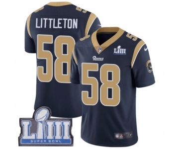 Men's Nike Los Angeles Rams #58 Cory Littleton Navy Blue Team Color Vapor Untouchable Limited Player Super Bowl LIII Bound NFL Jersey