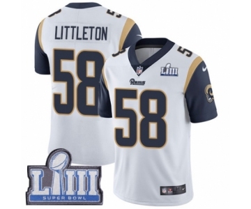 Men's Nike Los Angeles Rams #58 Cory Littleton White Vapor Untouchable Limited Player Super Bowl LIII Bound NFL Jersey