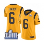 Men's Nike Los Angeles Rams #6 Johnny Hekker Limited Gold Rush Vapor Untouchable Super Bowl LIII Bound NFL Jersey