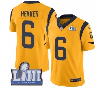 Men's Nike Los Angeles Rams #6 Johnny Hekker Limited Gold Rush Vapor Untouchable Super Bowl LIII Bound NFL Jersey