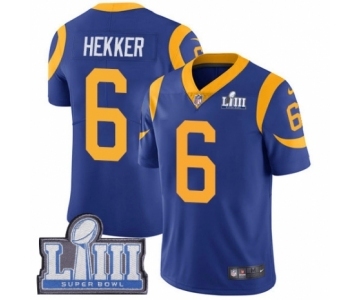 Men's Nike Los Angeles Rams #6 Johnny Hekker Royal Blue Alternate Vapor Untouchable Limited Player Super Bowl LIII Bound NFL Jersey