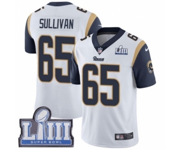 Men's Nike Los Angeles Rams #65 John Sullivan White Vapor Untouchable Limited Player Super Bowl LIII Bound NFL Jersey