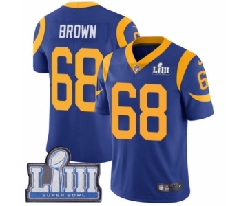 Men's Nike Los Angeles Rams #68 Jamon Brown Royal Blue Alternate Vapor Untouchable Limited Player Super Bowl LIII Bound NFL Jersey