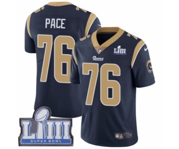 Men's Nike Los Angeles Rams #76 Orlando Pace Navy Blue Team Color Vapor Untouchable Limited Player Super Bowl LIII Bound NFL Jersey